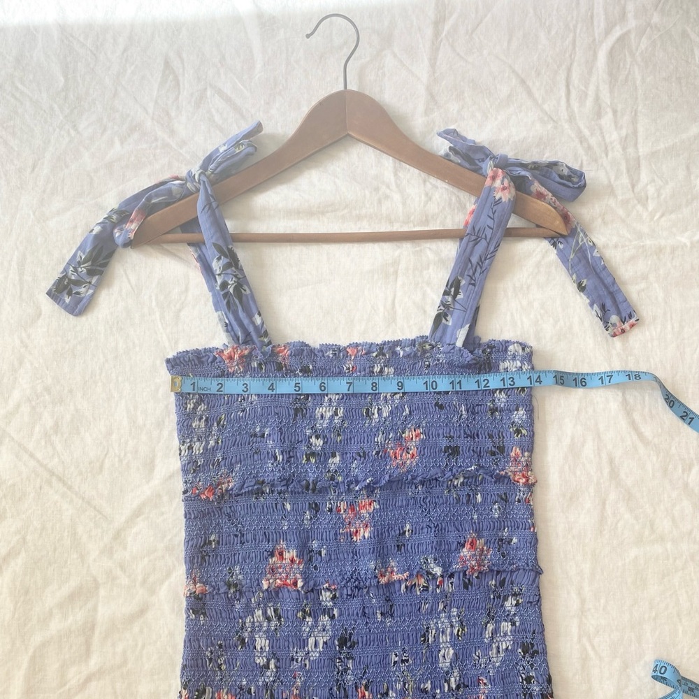 ASTR The Label  Anais Floral Smocked Dress Tiered Blue - Picture 11 of 16